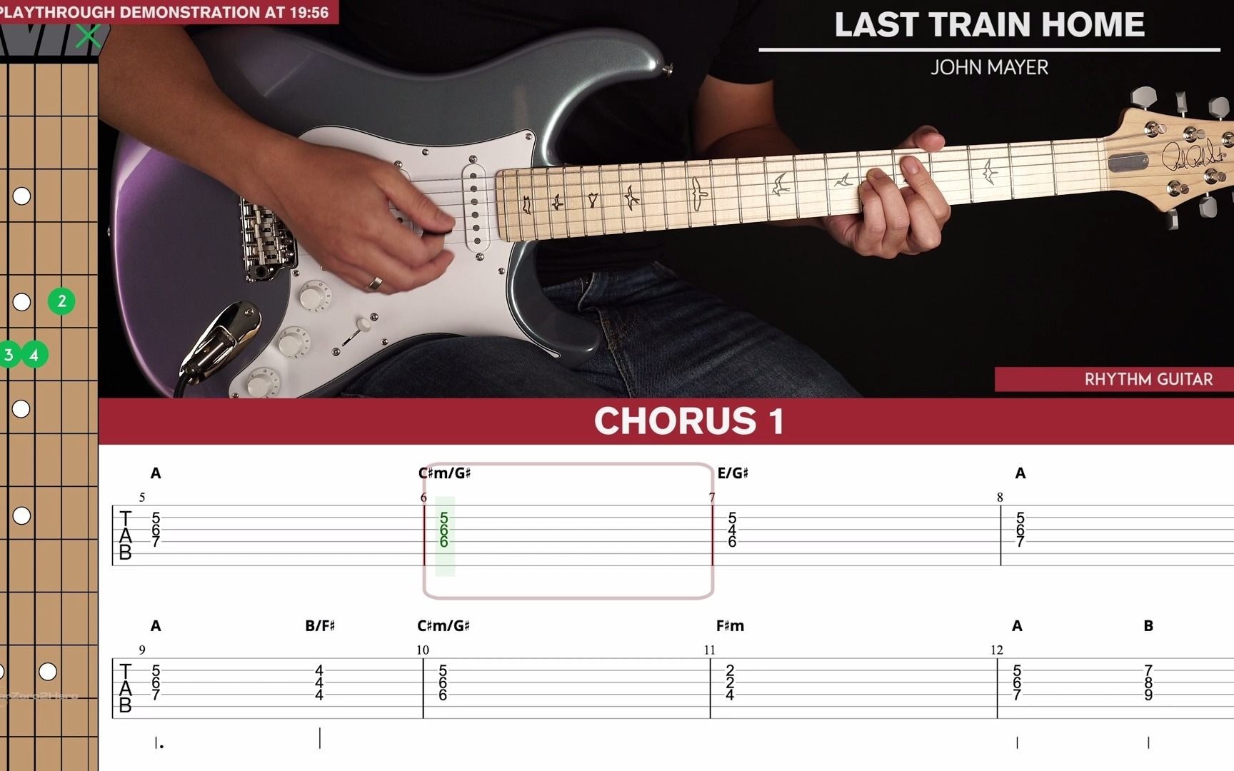 [图]【教程】Last Train Home Guitar John Mayer Guitar Lesson Rhythm + Solo + TABs