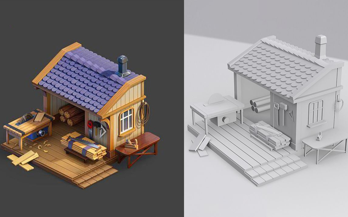 3dmax搭建卡通风格场景模型,次世代游戏场景建模教学,次世代游戏cg