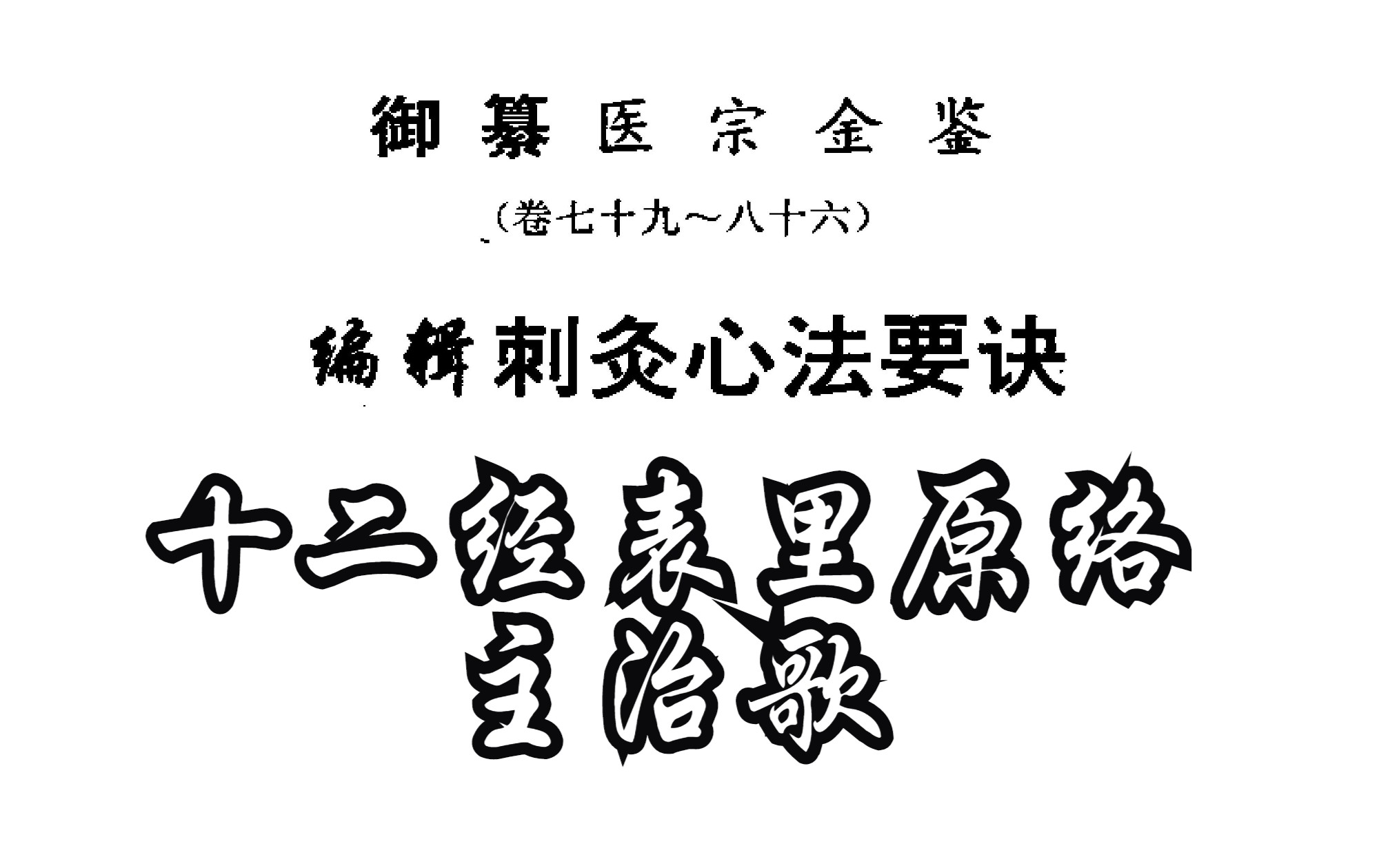 [图]中医歌诀带背 医宗金鉴·针灸心法要诀·十二经表里原络主治歌