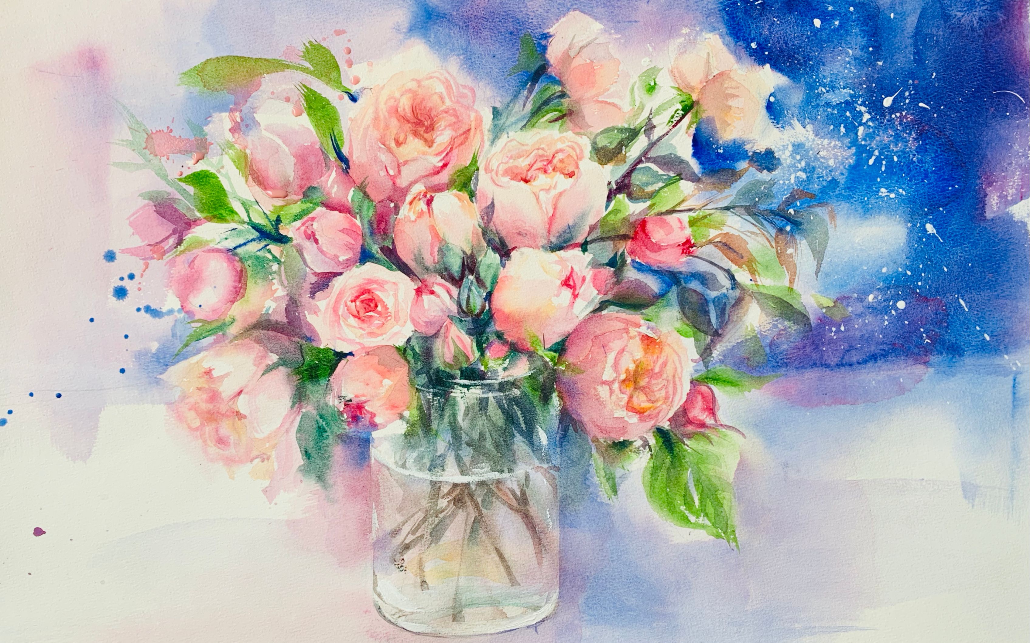 水彩花卉瓶中花_哔哩哔哩 (゜-゜)つロ 干杯~-bilibili