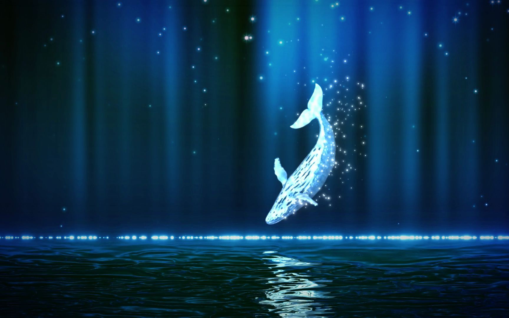 星空鲸鱼壁纸 插画图片