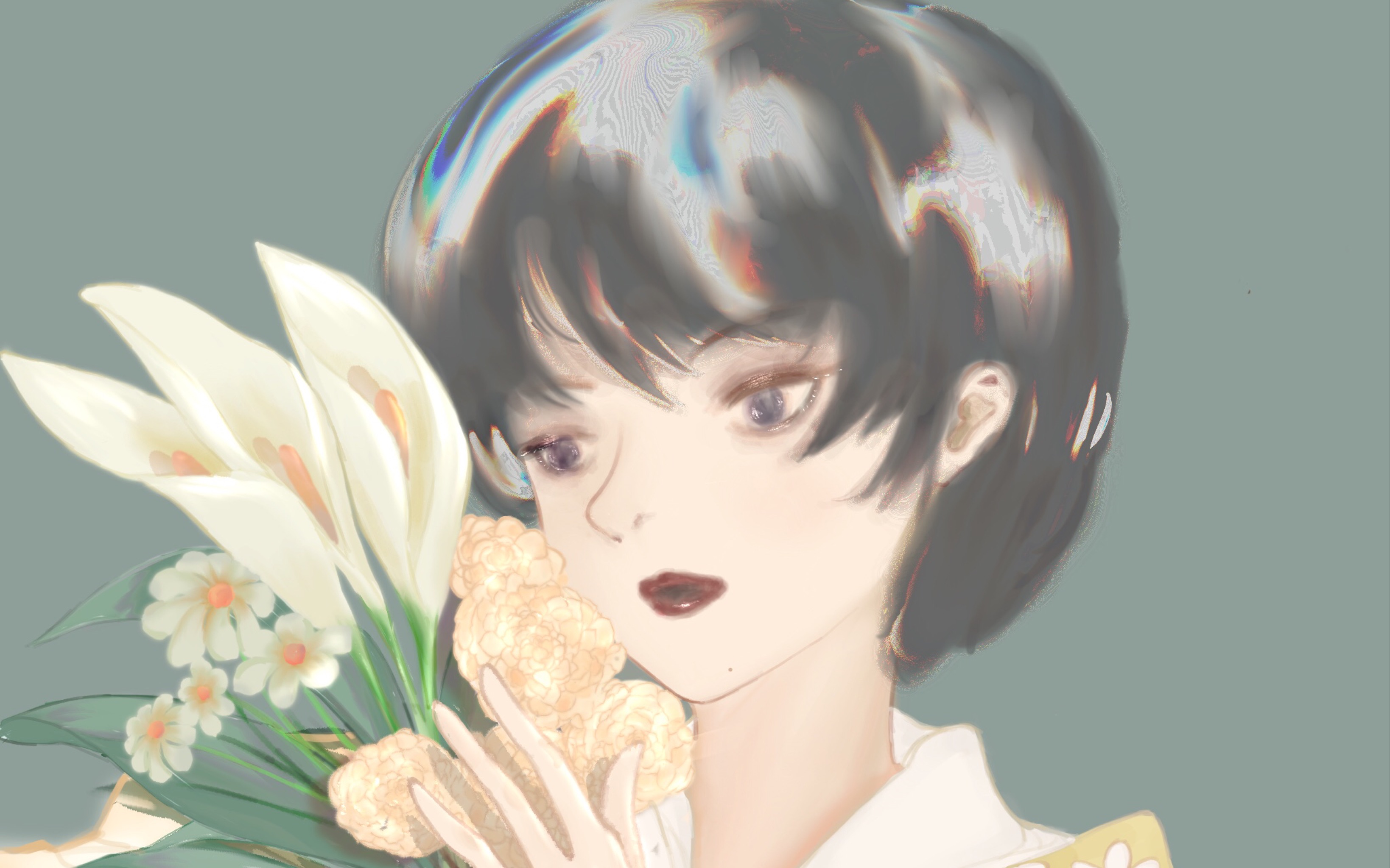 【procreate绘画】惜花——绘画过程 马蹄莲+香槟玫瑰+雏菊哔哩哔哩bilibili