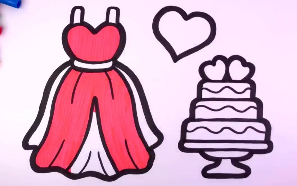 公主蛋糕裙简笔画图片