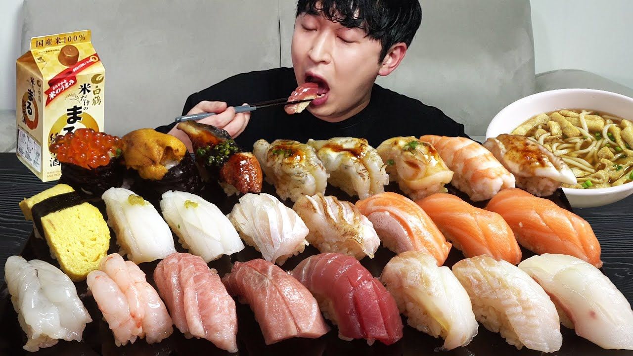 DaePyeong mukbang 生鱼片寿司 4K高清哔哩哔哩bilibili