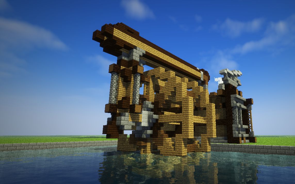 【鬼影mc建筑】教你做一个水车!