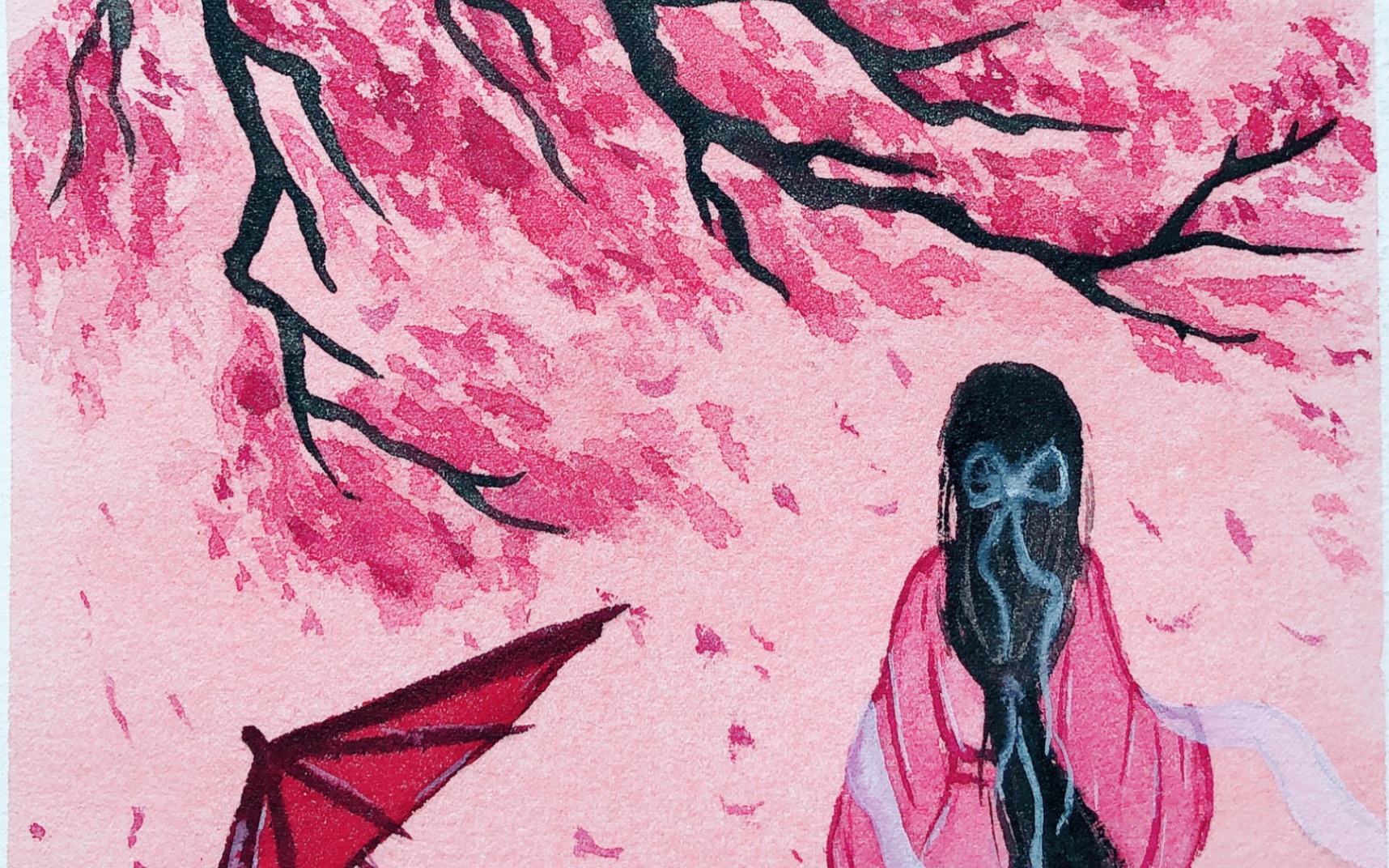 水彩三生三世十里桃花手绘过程视频