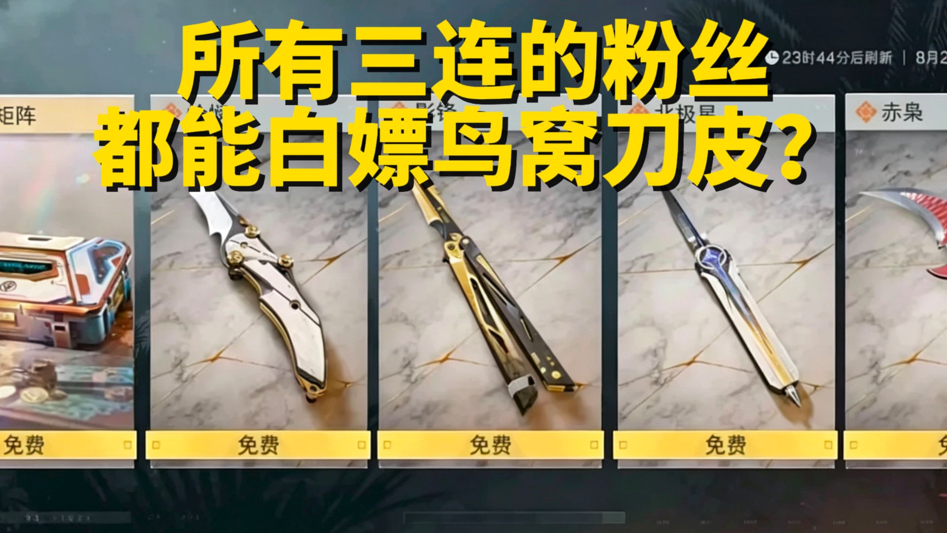 所有粉丝都能白嫖三角洲鸟窝刀皮？？！