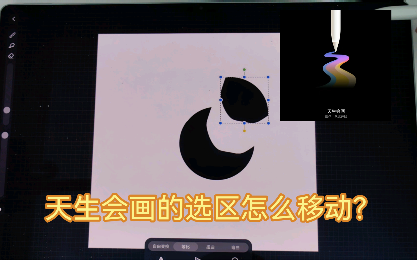 天生会画怎么移动选区?