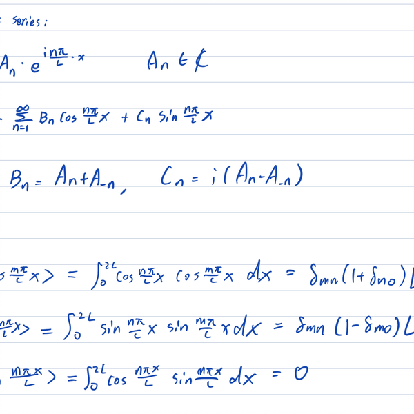 应用偏微分方程6 傅立叶级数复数形式与三角函数正交性_哔哩哔哩_bilibili