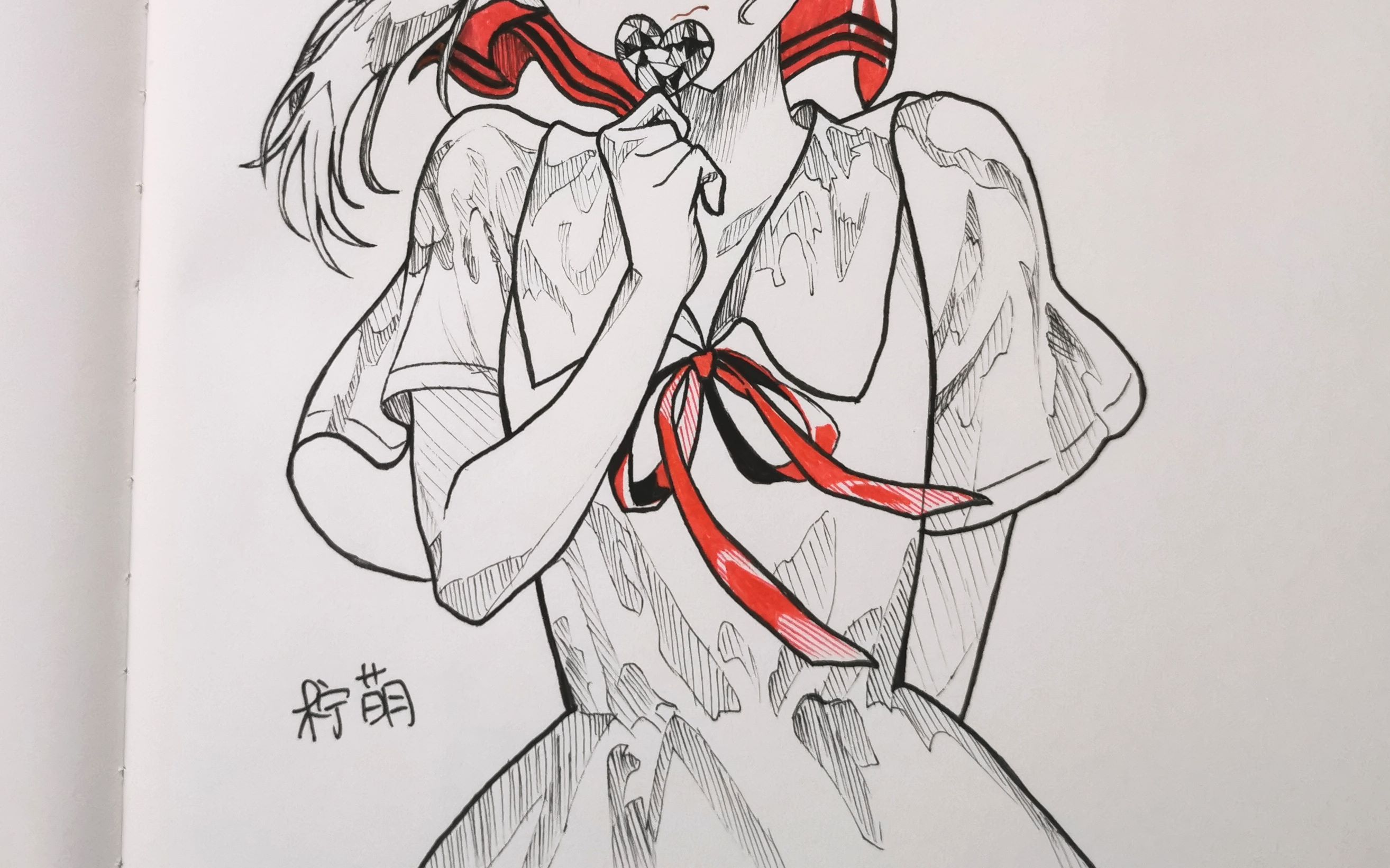 从打稿到勾线练习辉夜