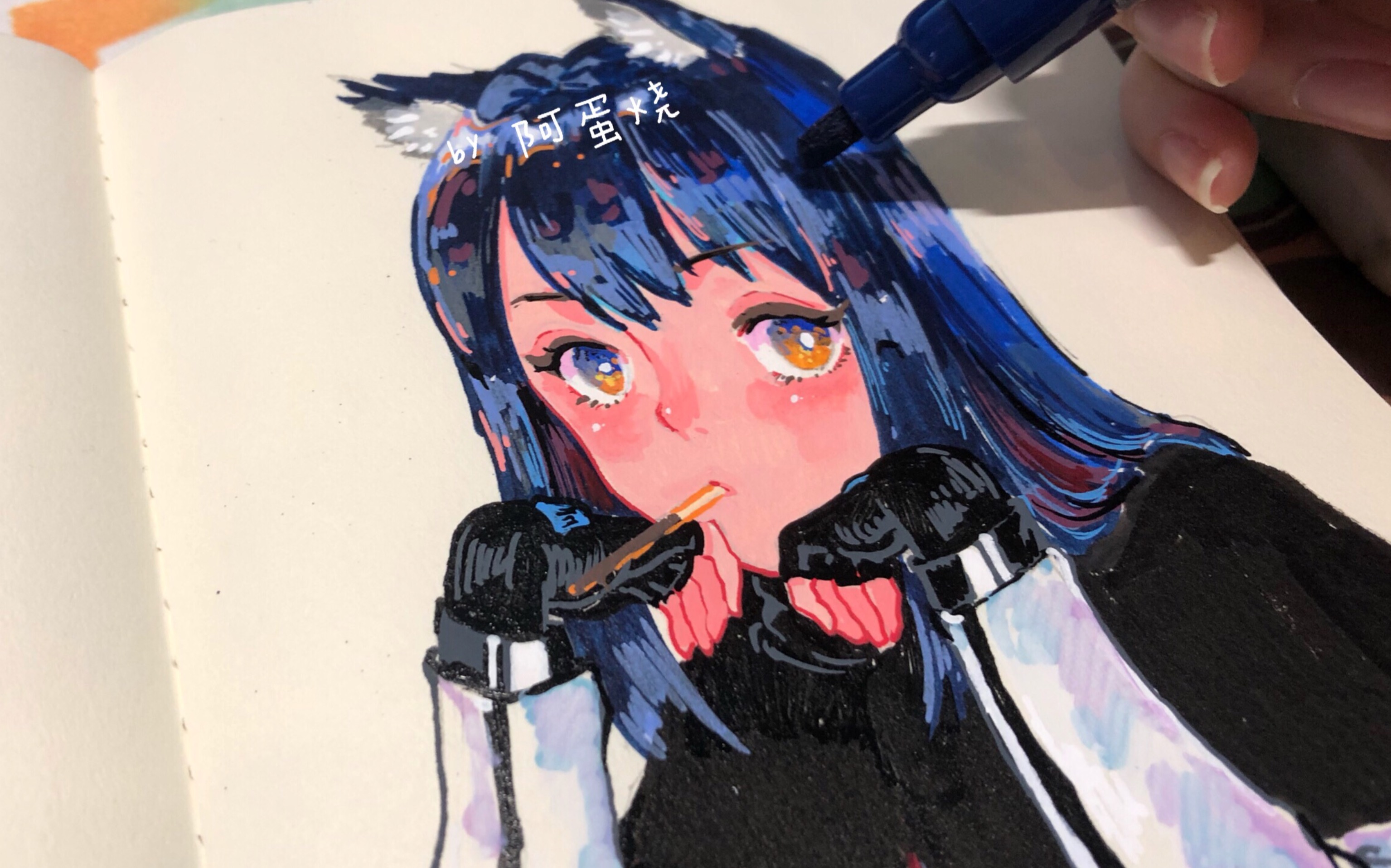 阿蛋烧明日方舟德克萨斯同人手绘丙烯马克笔