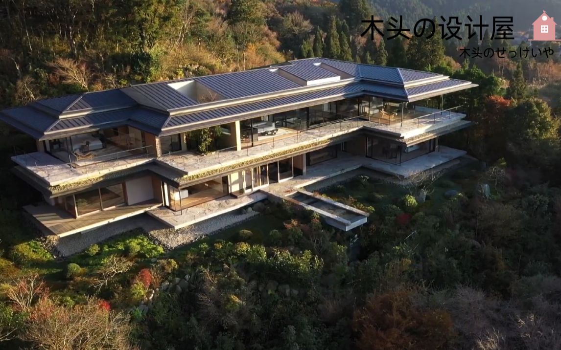 可鸟瞰富士山的现代生活豪宅日本别墅天空的府邸