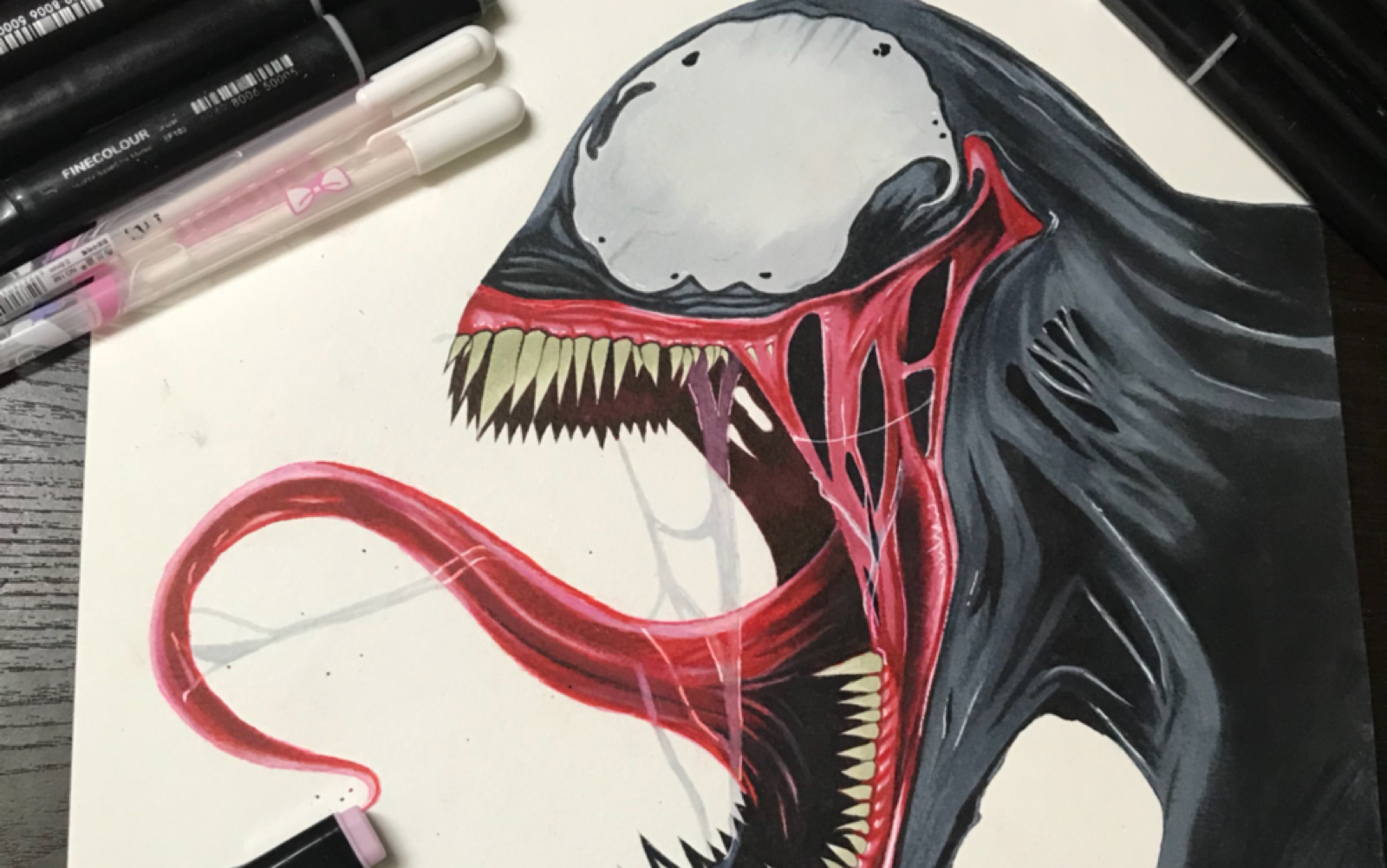 马克笔厚涂一只毒液