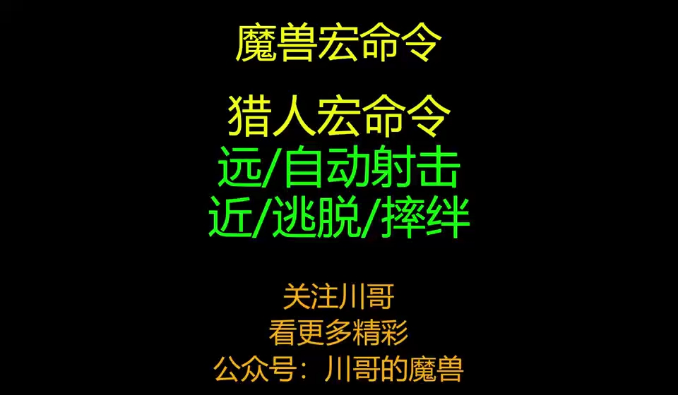 猎人宏命令远距离射击多次点击不取消+近距离用逃脱摔拌+魔兽世界网络游戏热门视频