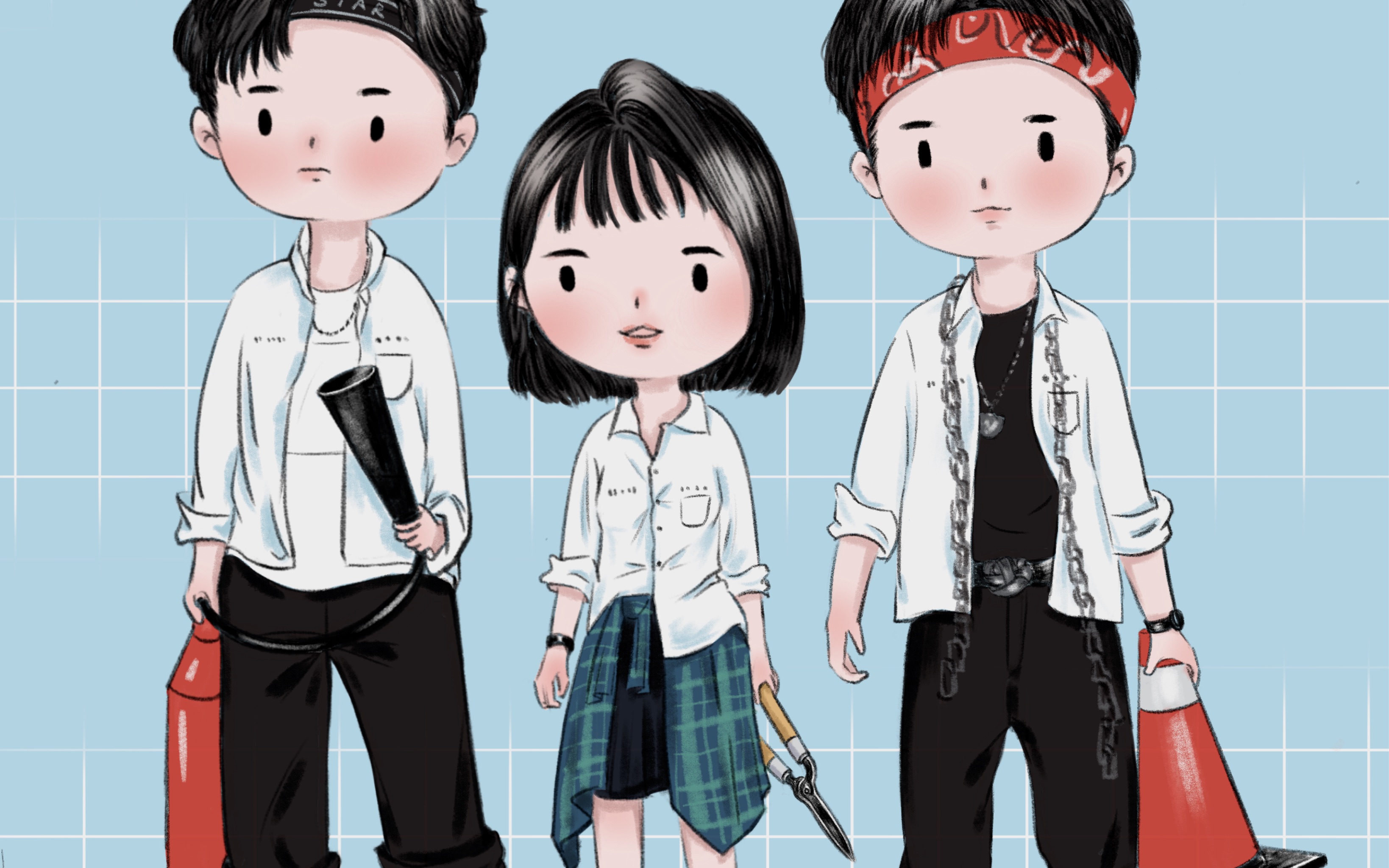 【procreate】想见你 豆豆眼超a三人组,超凶的那种哦~_哔哩哔哩 (゜