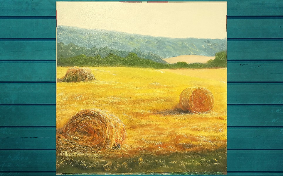 【丙烯油画】稻草堆