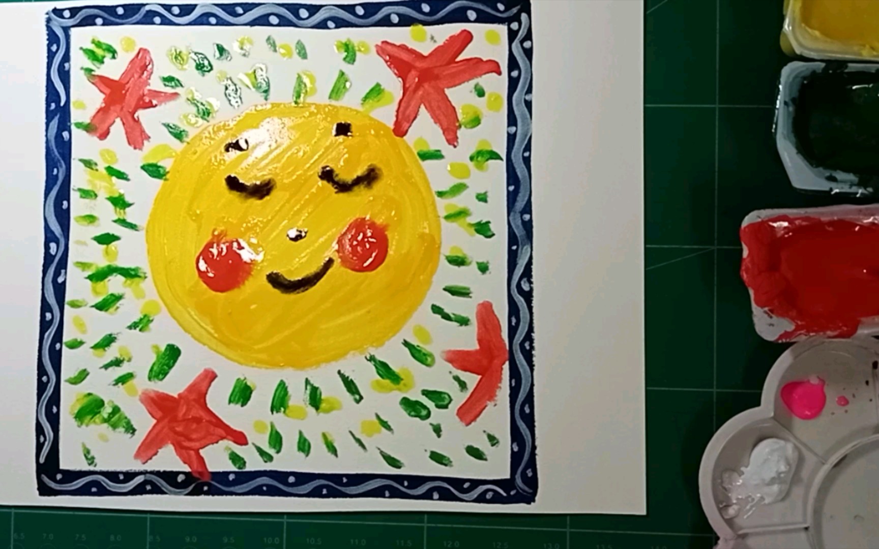 儿童水粉画:快乐的太阳