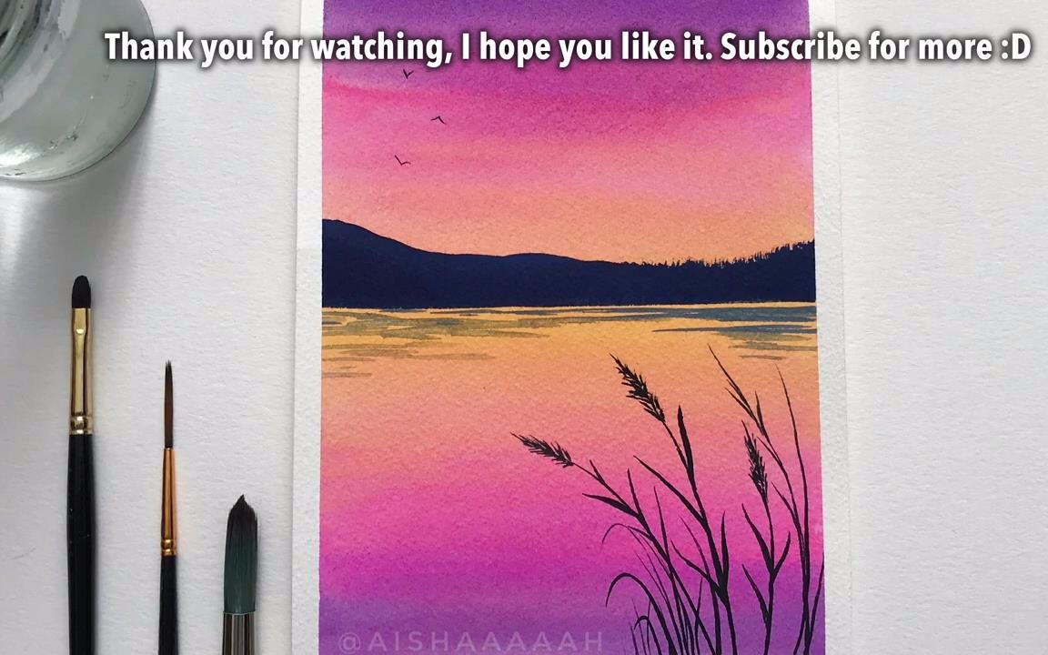 水彩水彩日落教程