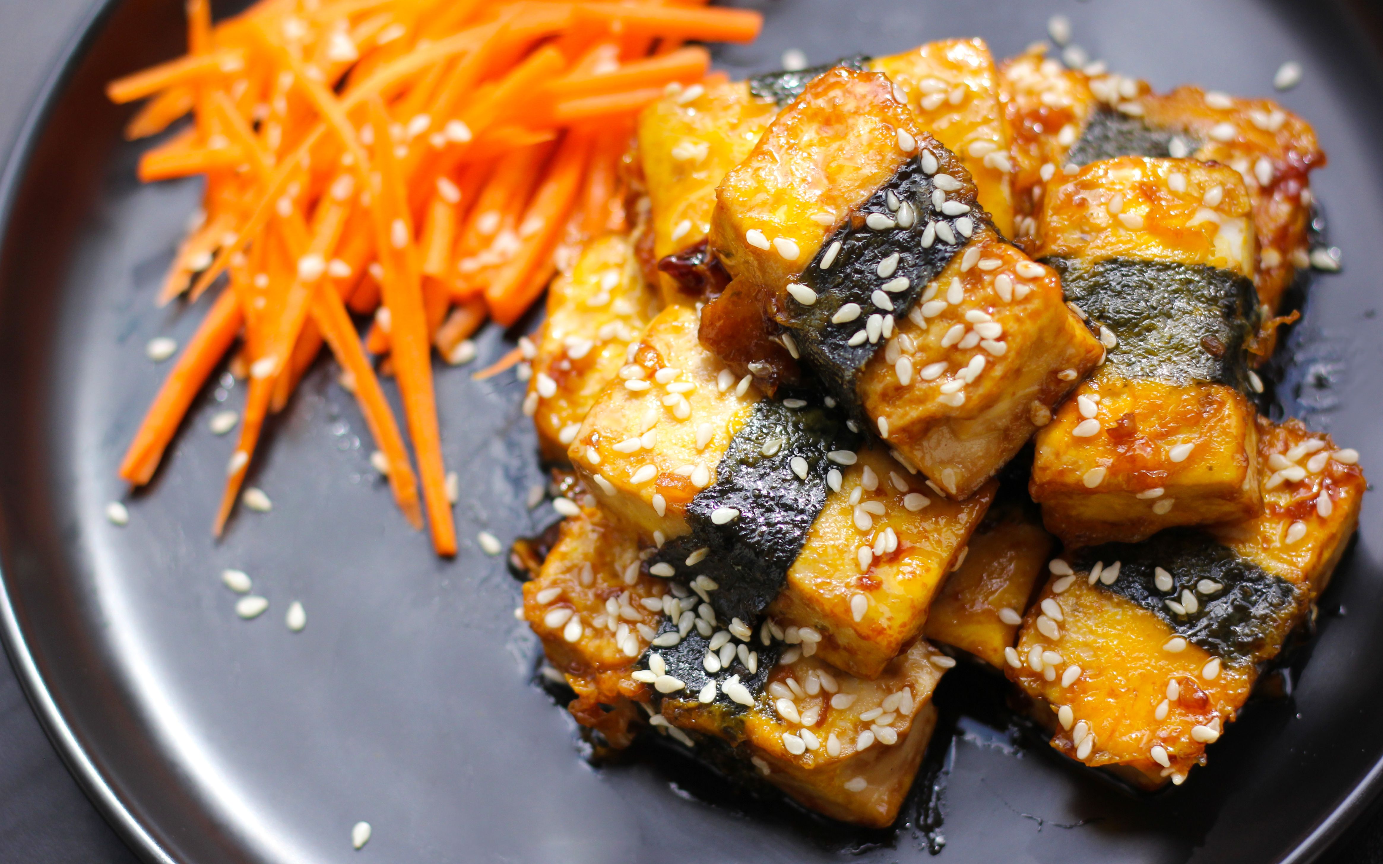 解锁豆腐新吃法,非常家常的做法,简单,照烧海苔豆腐