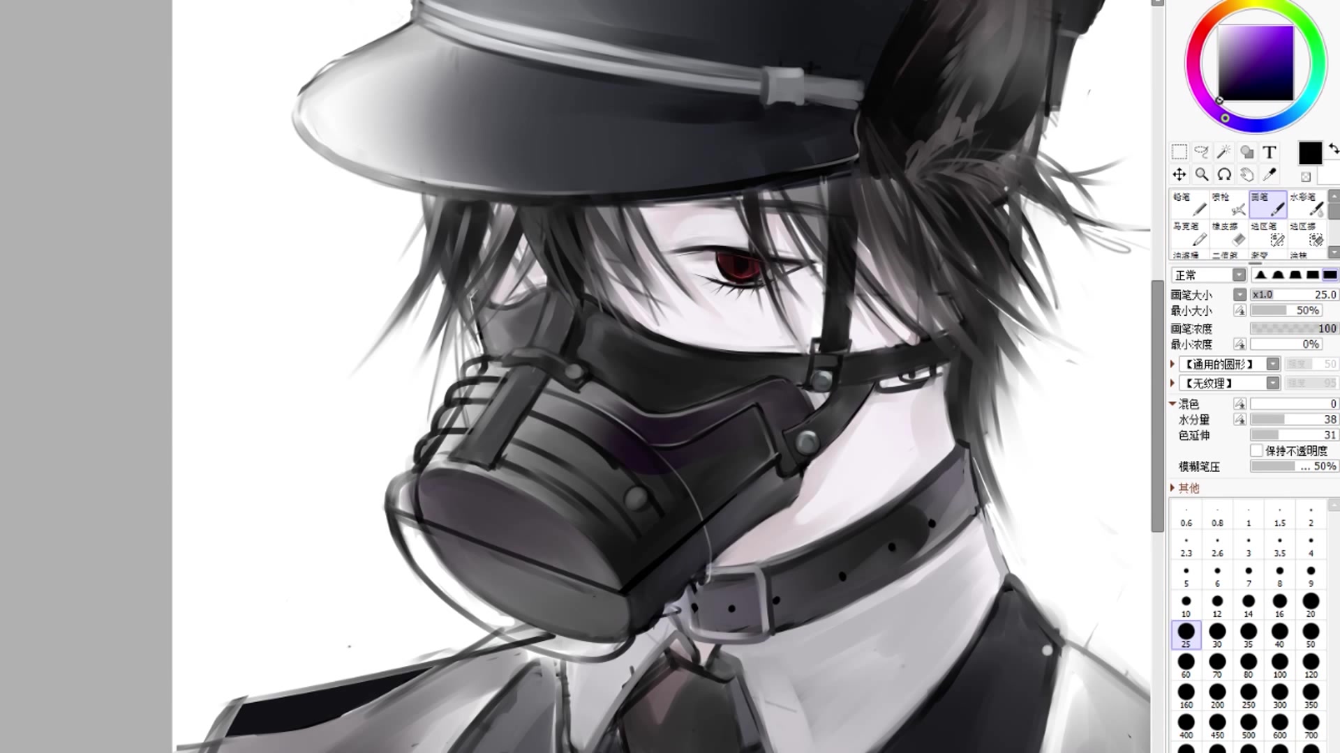 【sai】【厚涂】犬系黑发小哥哥的绘画过程,来和我谈个恋爱吧~_哔哩