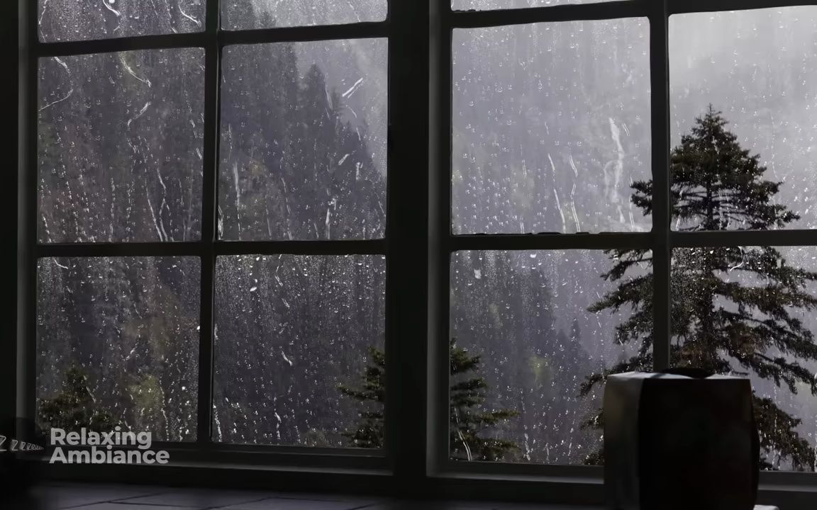 背景音|窗外雨声雷鸣的八小时天然雨声白噪音,降噪静心效果超好!