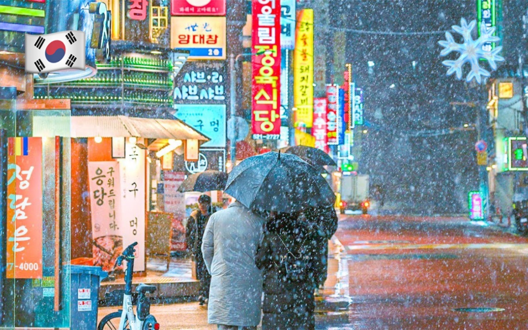 【4K超清】2月冬季下雪的夜间漫步游韩国首尔瑞草区 拍摄日期:2024.2.5哔哩哔哩bilibili