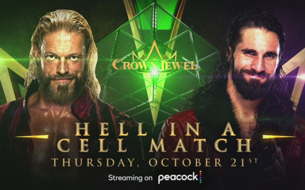 [图]【4.75★】Edge vs. Seth Rollins - Crown Jewel 2021.10.21；地狱牢笼赛