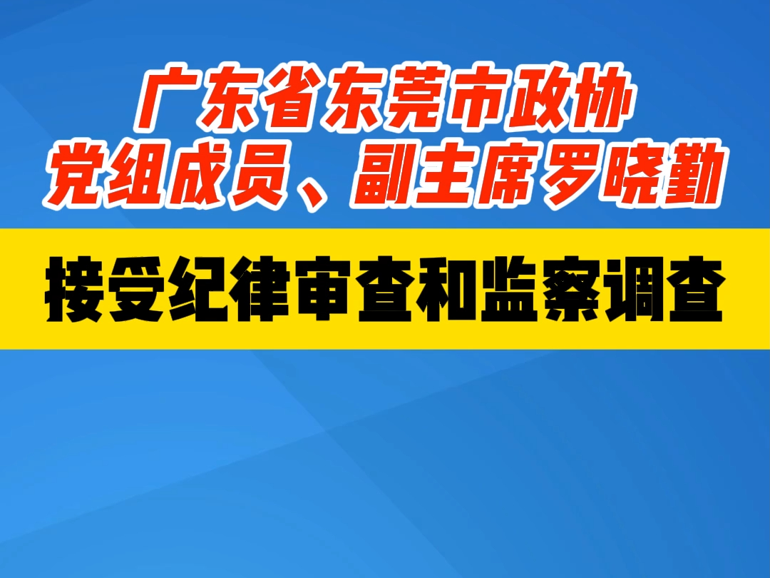 广东省东莞市政协党组成员、副主席罗晓勤 接受纪律审查和监察调查哔哩哔哩bilibili