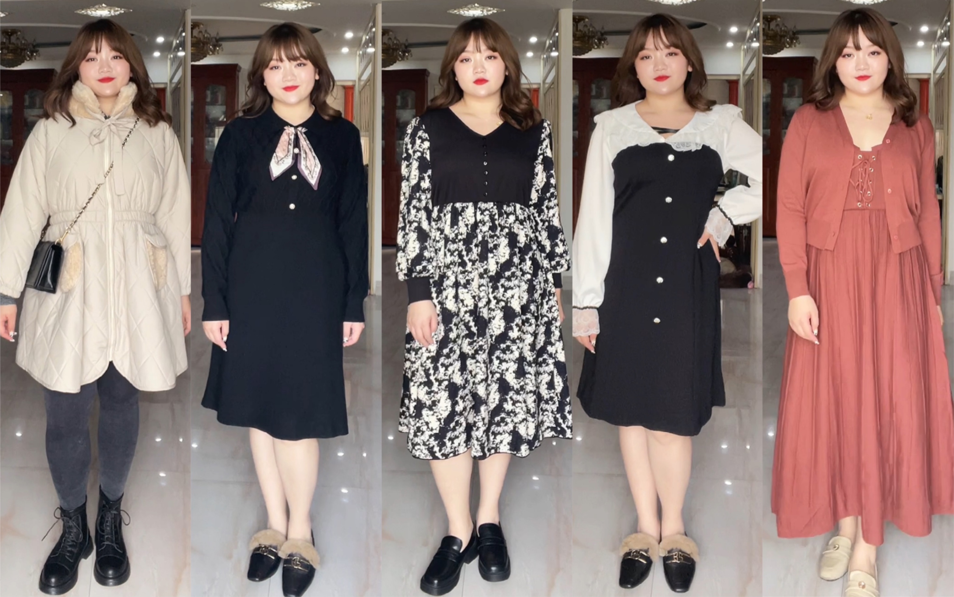 165cm150斤六套甜美风连衣裙穿搭早春内搭裙