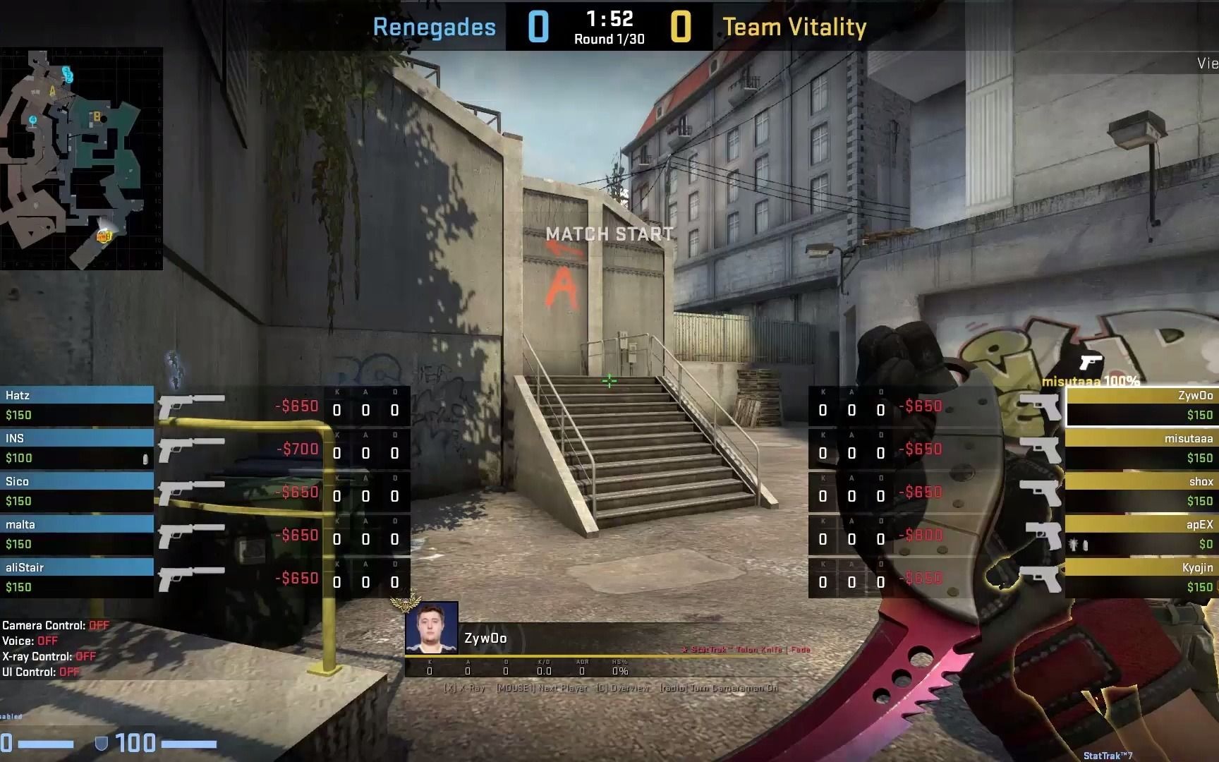 zywoo 第一视角pov 对阵renegades (22杀 9死) (de_overpass)