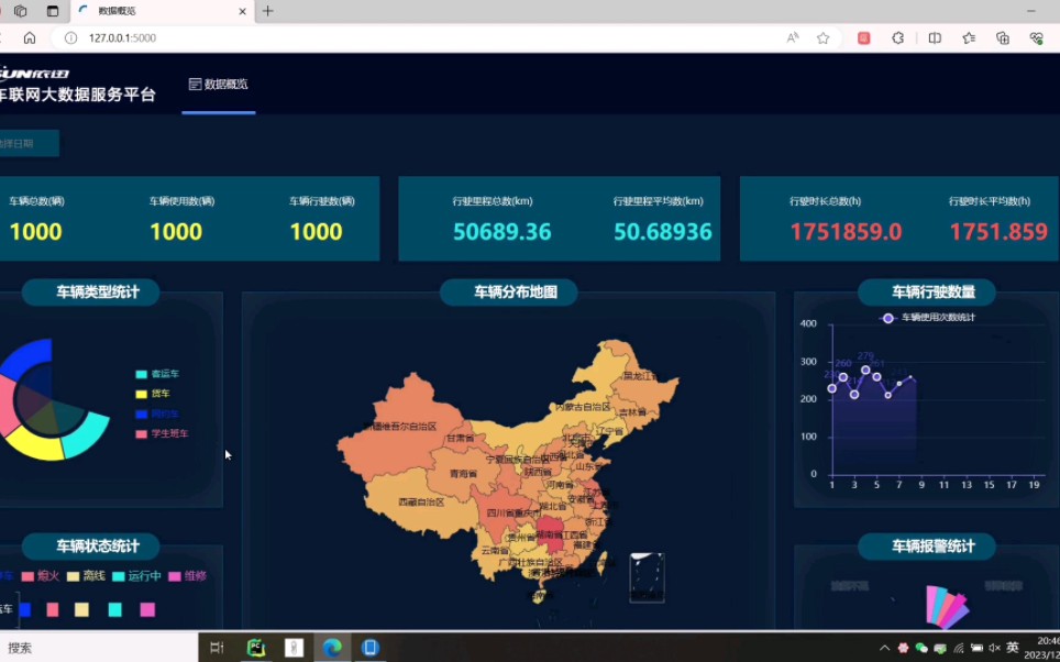 【flask可视化大屏项目】基于flask的车联网大数据分析可视化平台开发