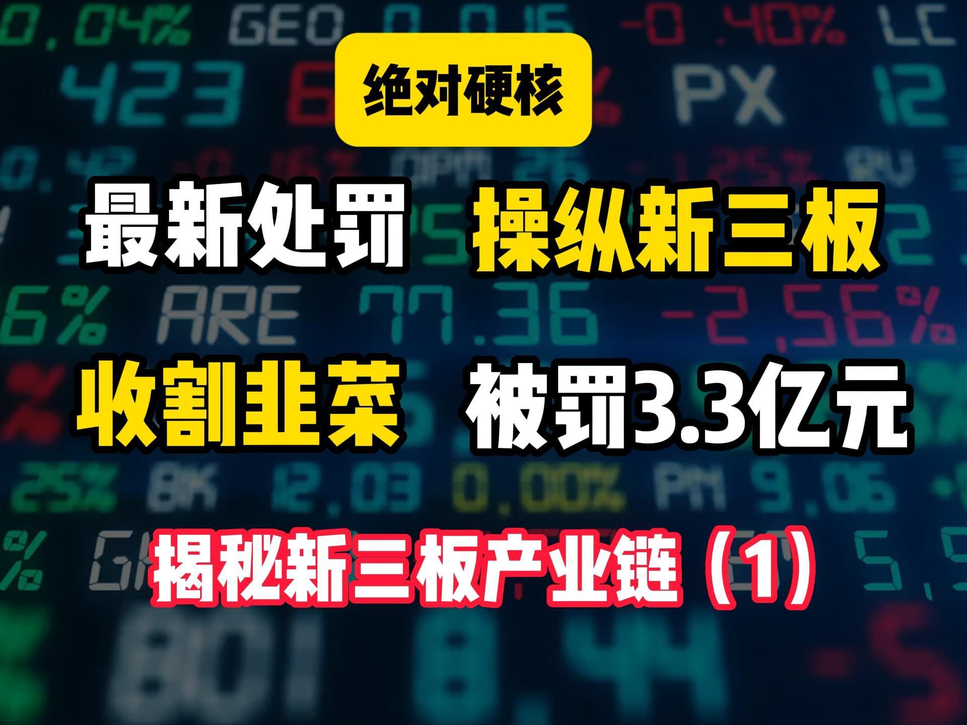 【硬核解析】最新处罚操纵新三板,收割韭菜被处罚3.3亿元,全网最全解密新三板产业链哔哩哔哩bilibili