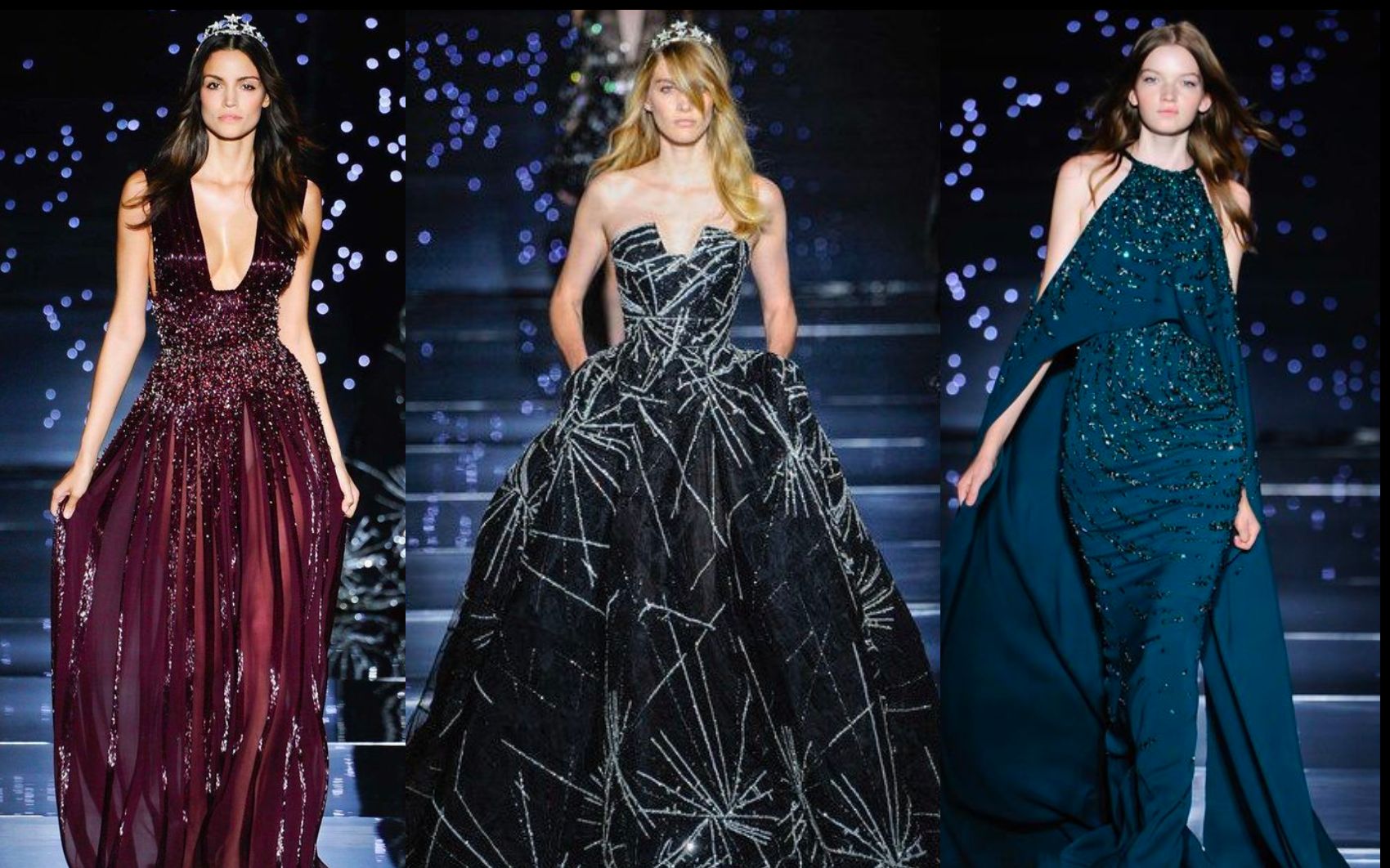 星空裙銀光傾瀉月濺星河zuhairmurad2015秋冬高定禮服秀場混剪