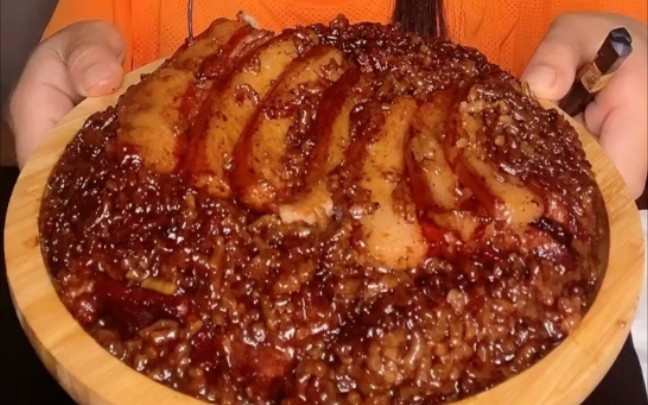 蒸肉糯米饭〗咸口的甜口的,看着好香,回头一定要自己尝试尝试_哔哩
