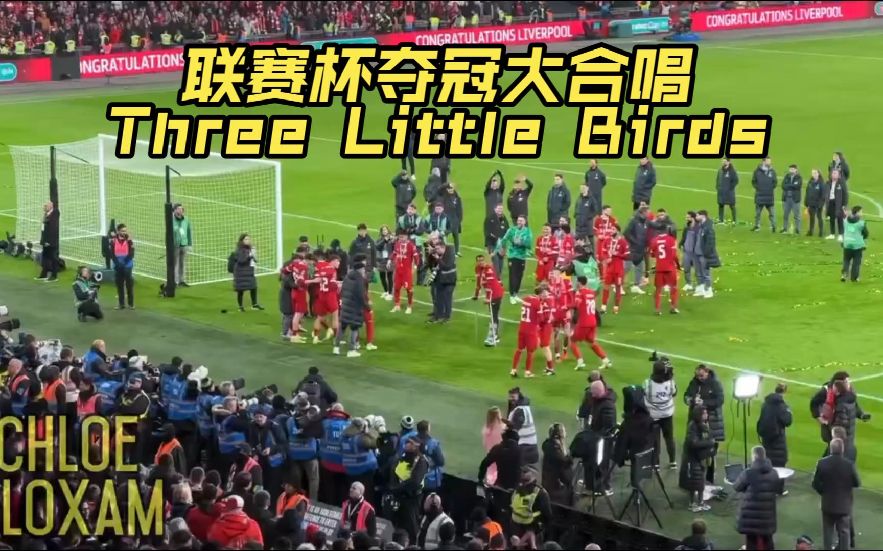 联赛杯决赛利物浦夺冠后大合唱《three little birds》