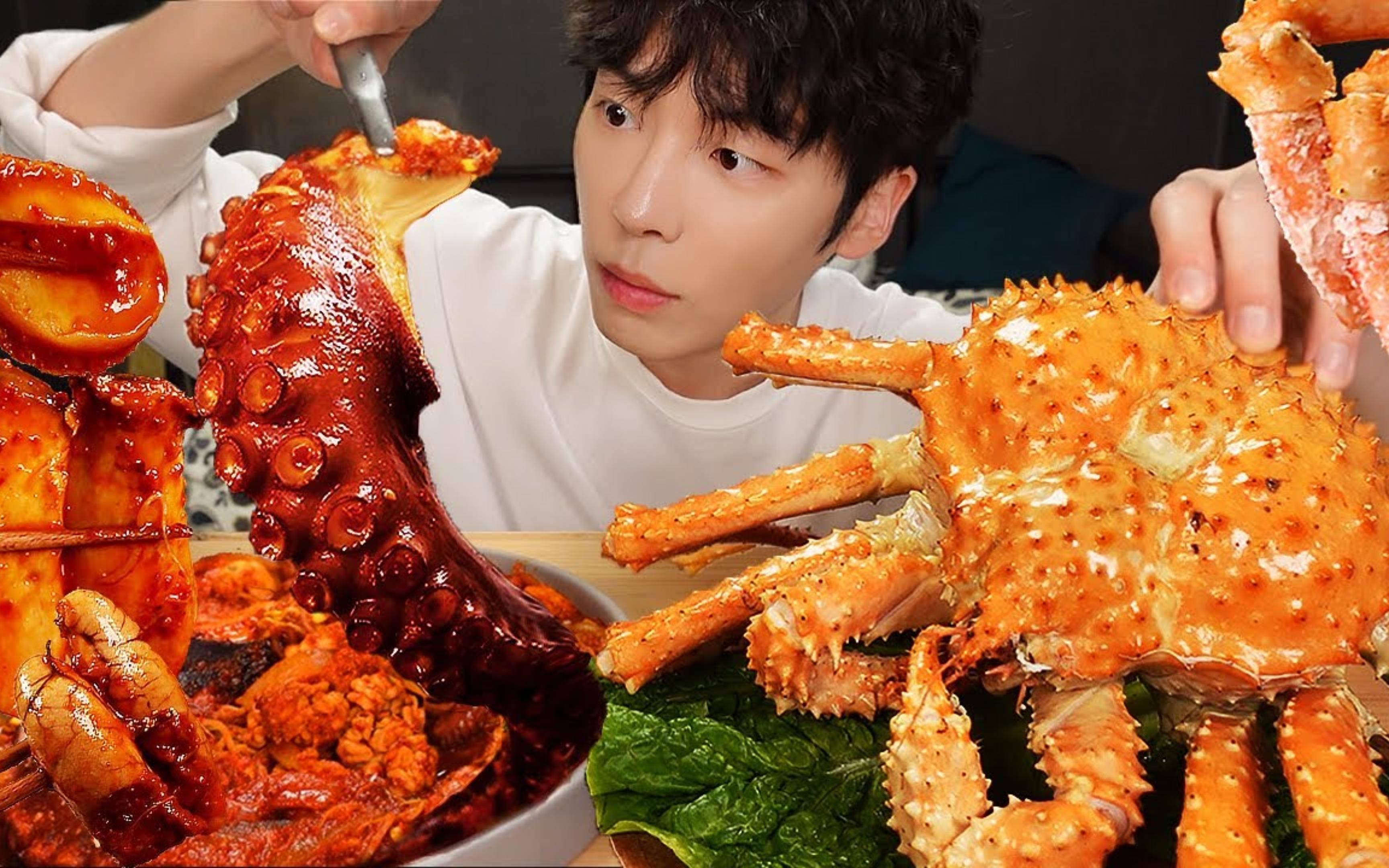 韩国吃播小哥------清蒸海鲜和帝王蟹
