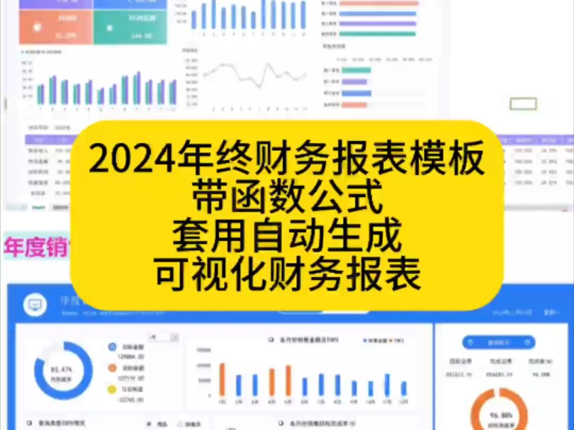 2024年终财务报表模板,带函数公式,套用自动生成可视化财务报表哔哩哔哩bilibili