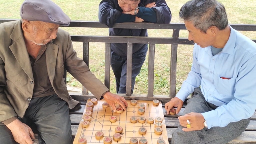 不服来战公园里的象棋大师兄弟们辛苦了