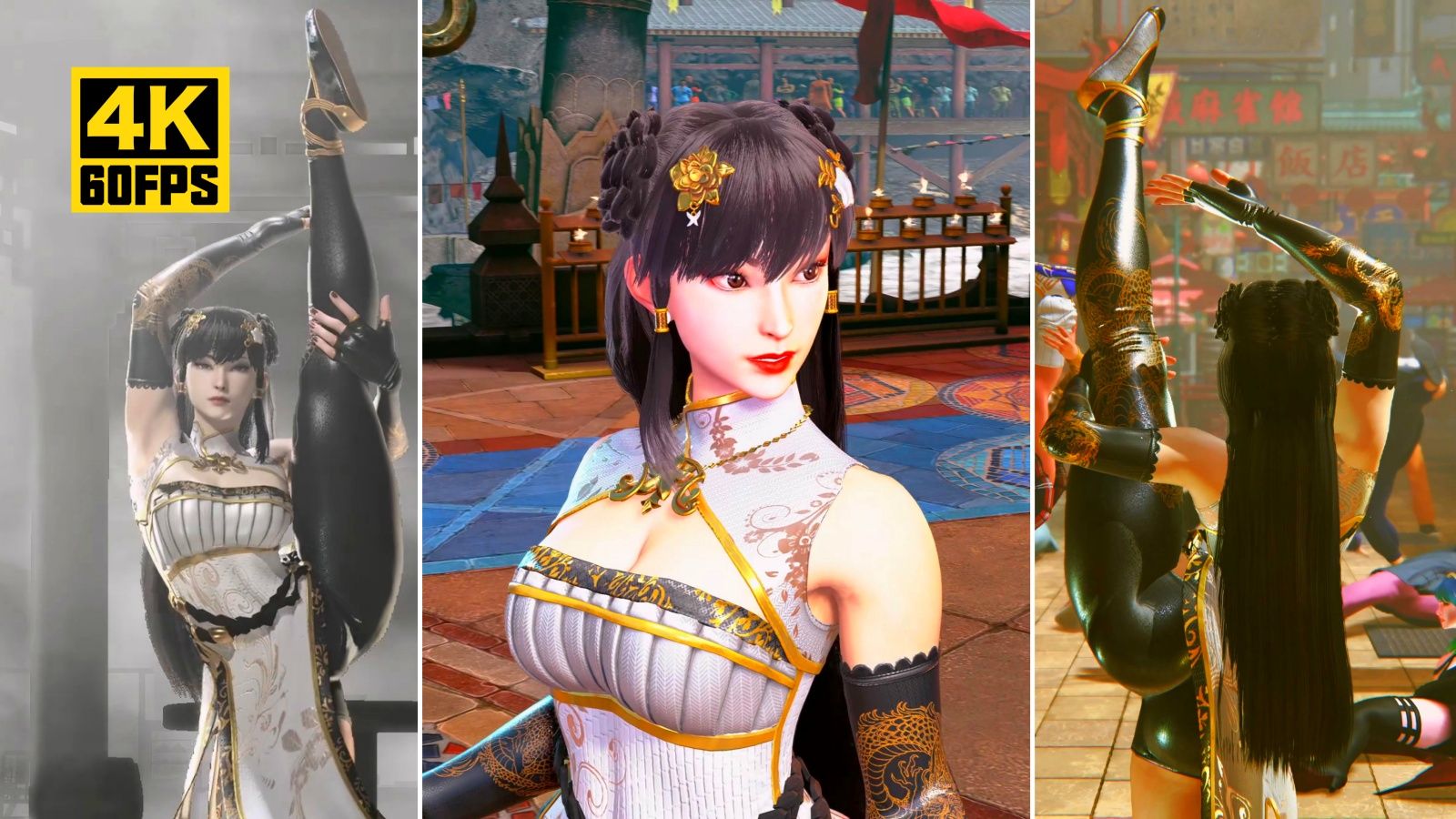 【4k60帧】《街霸6》春丽绝美dnf女气功服装升级版mod展示,改进头发