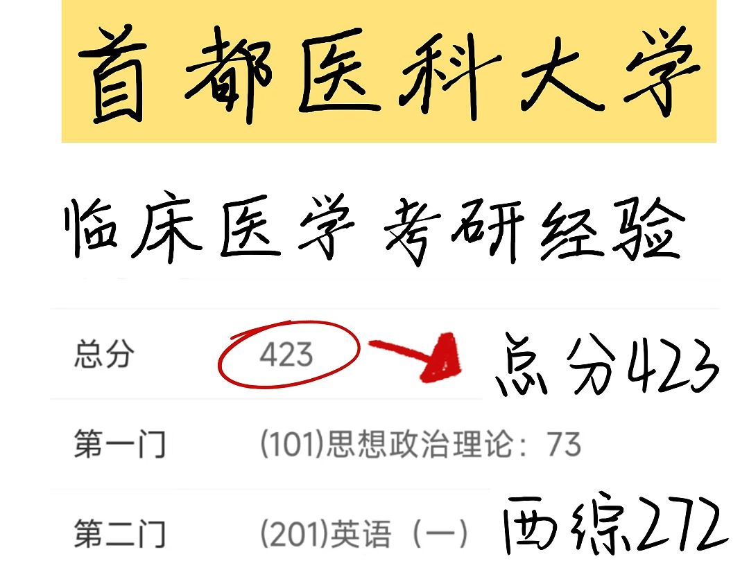 首都医科大学临床医学考研初复试经验I西综272总分423哔哩哔哩bilibili