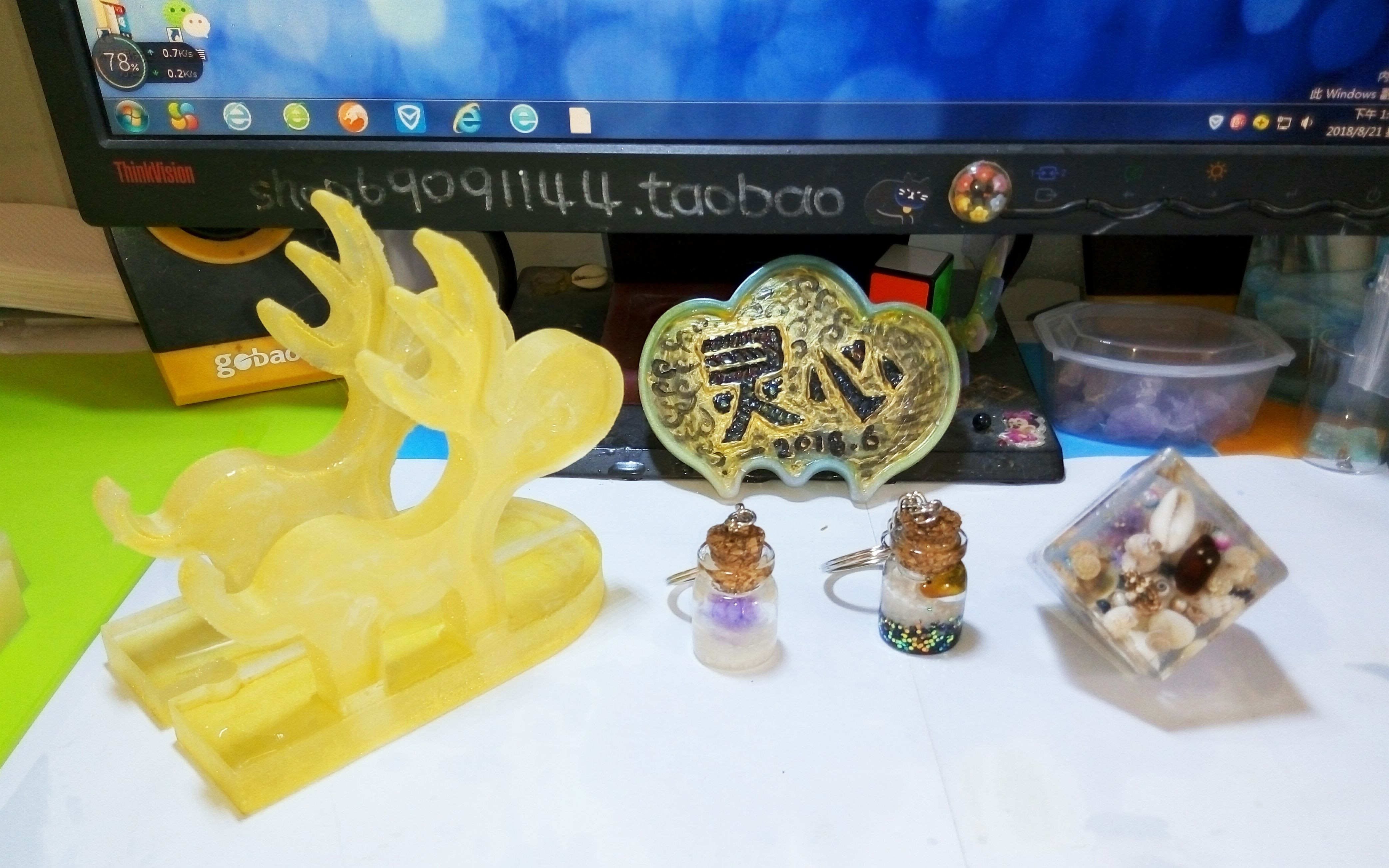 【滴胶】943 金灿灿的麋鹿手机架 翻模和制作 全过程 8-15倍速 背景