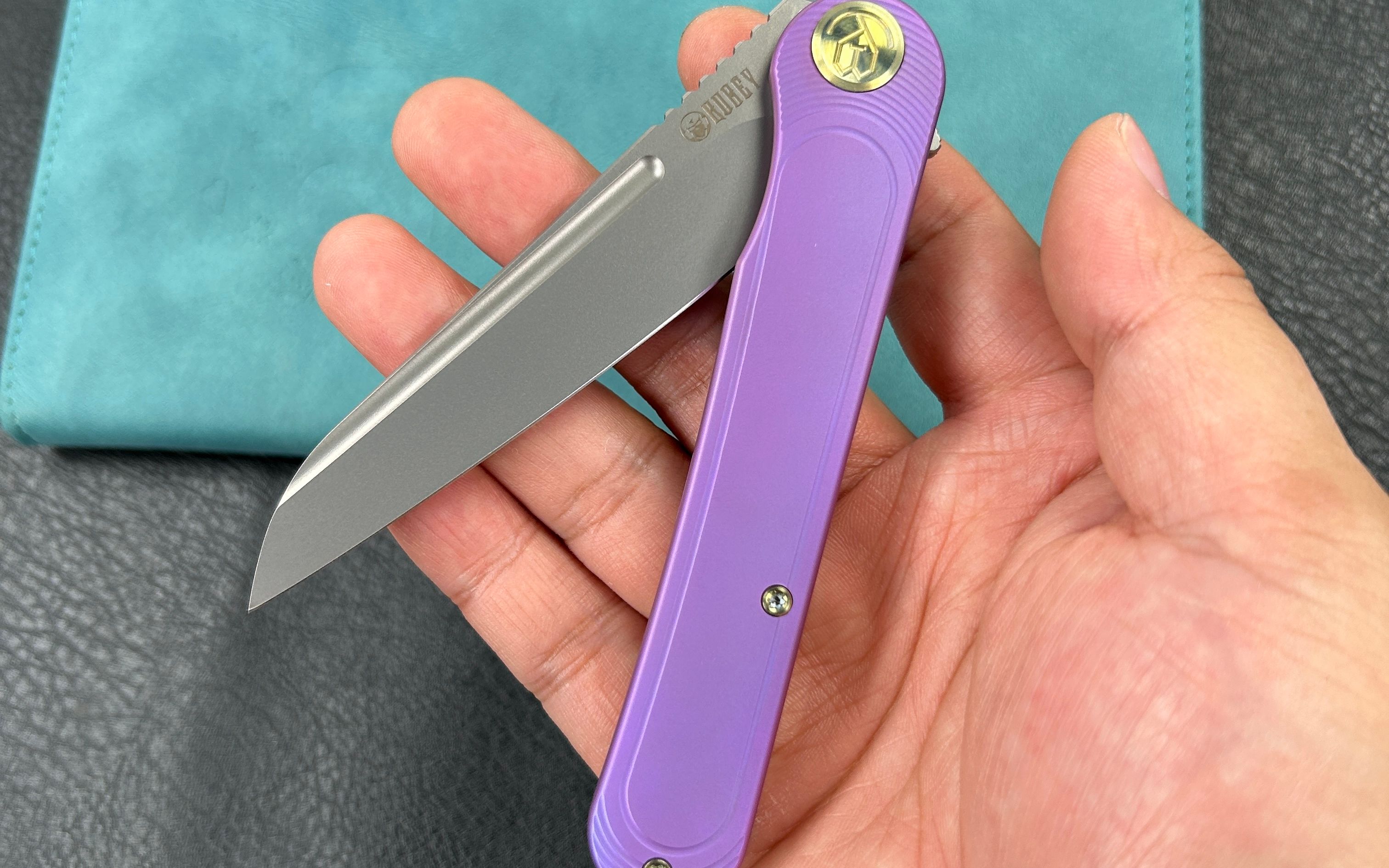kubey酷备kb247f s90v钢紫色钛合金手柄快开折刀