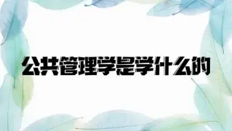 【公共管理专业科普】公共管理学是学什么的