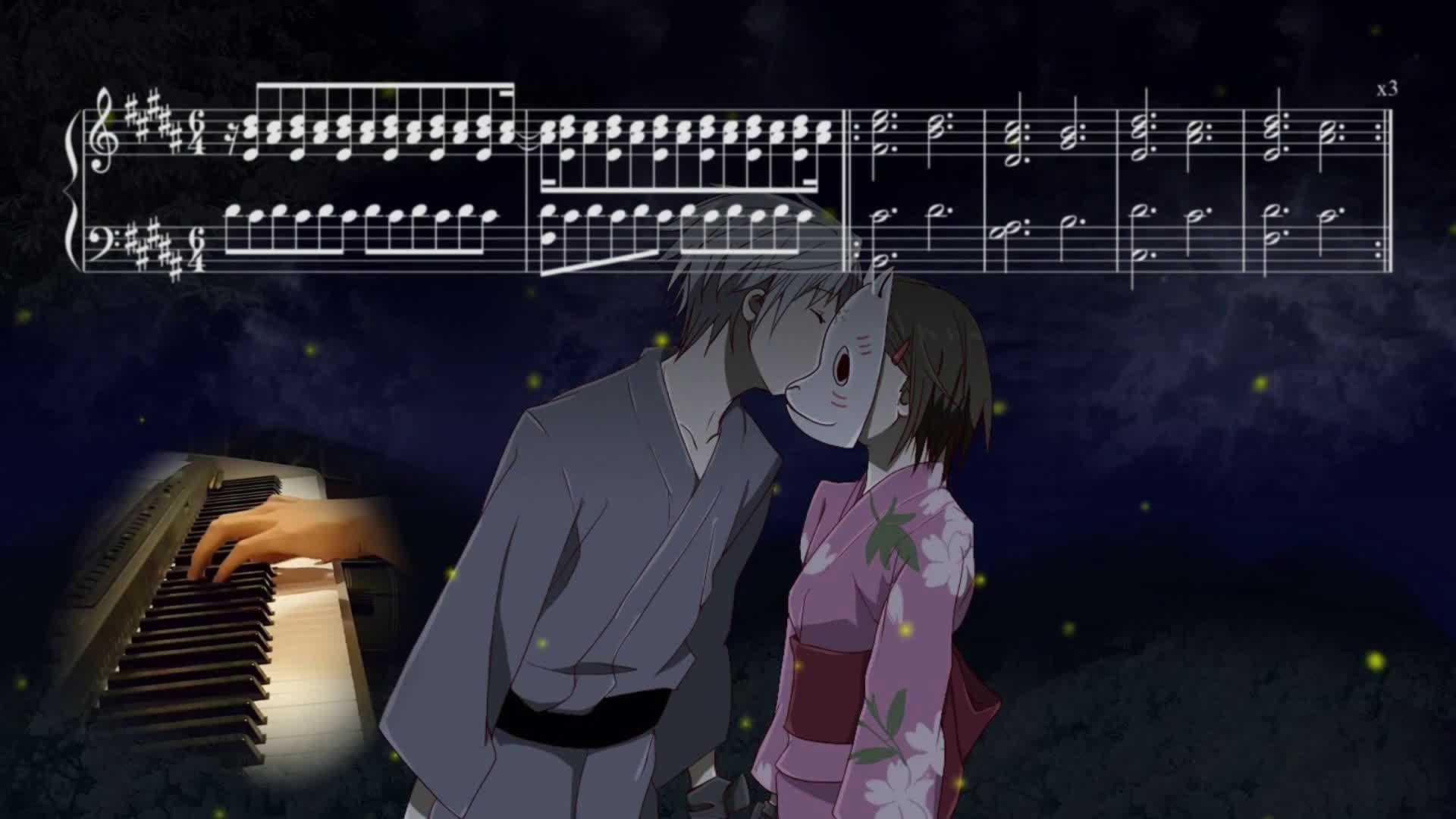 音乐萤火之森吉森信蝉鸣时雨钢琴五线谱版油管搬运