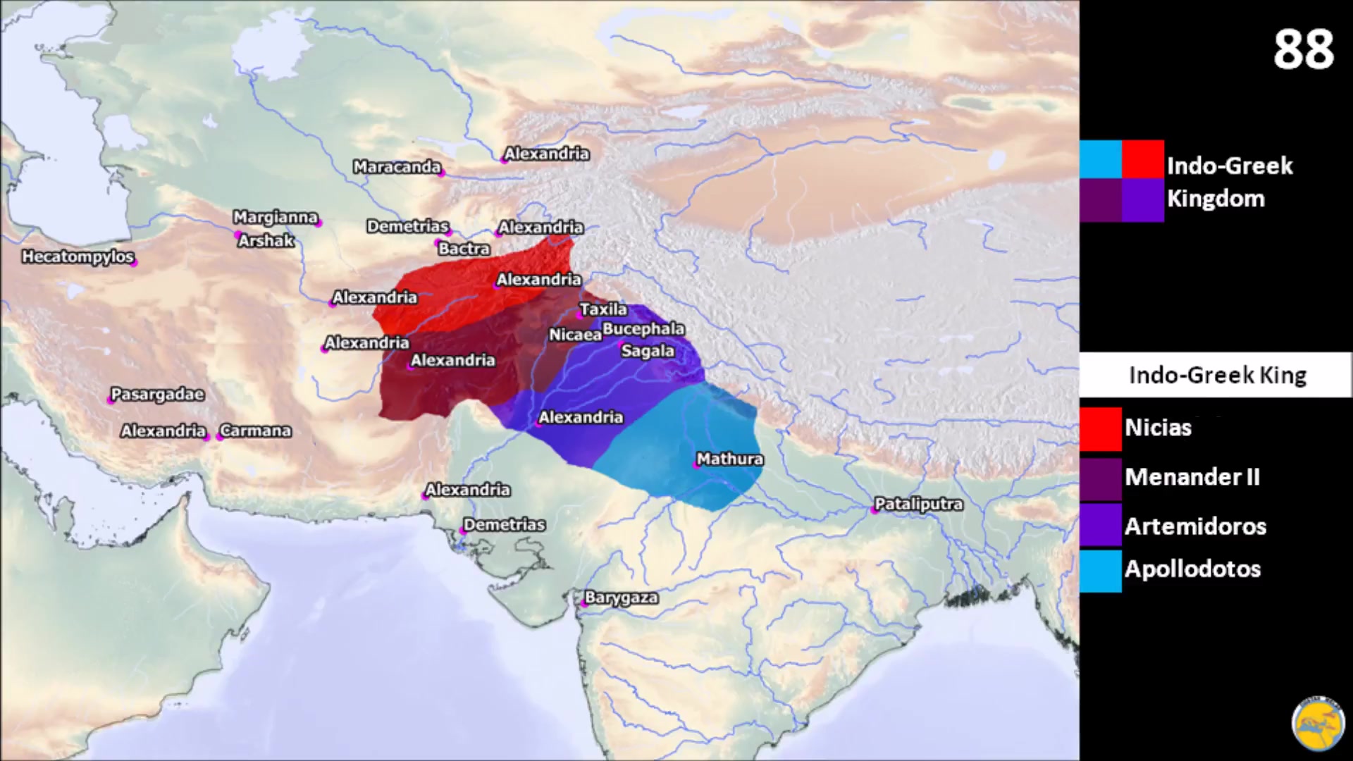 【历史地图】希腊巴克特里亚王国和印度希腊王国的历史疆域变化图哔哩哔哩bilibili