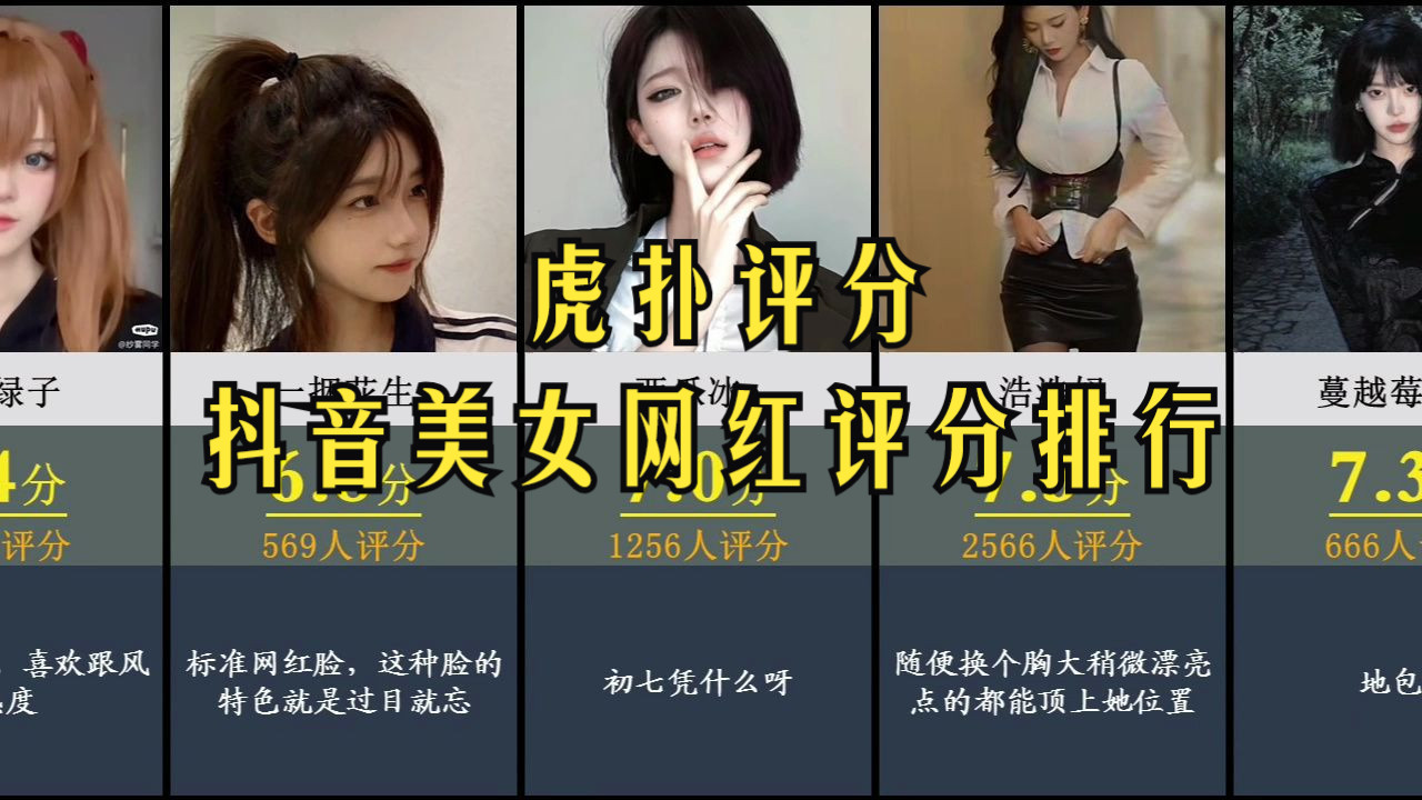 【虎扑评分】抖音美女网红评分排行!你都看过哪位美女主播?