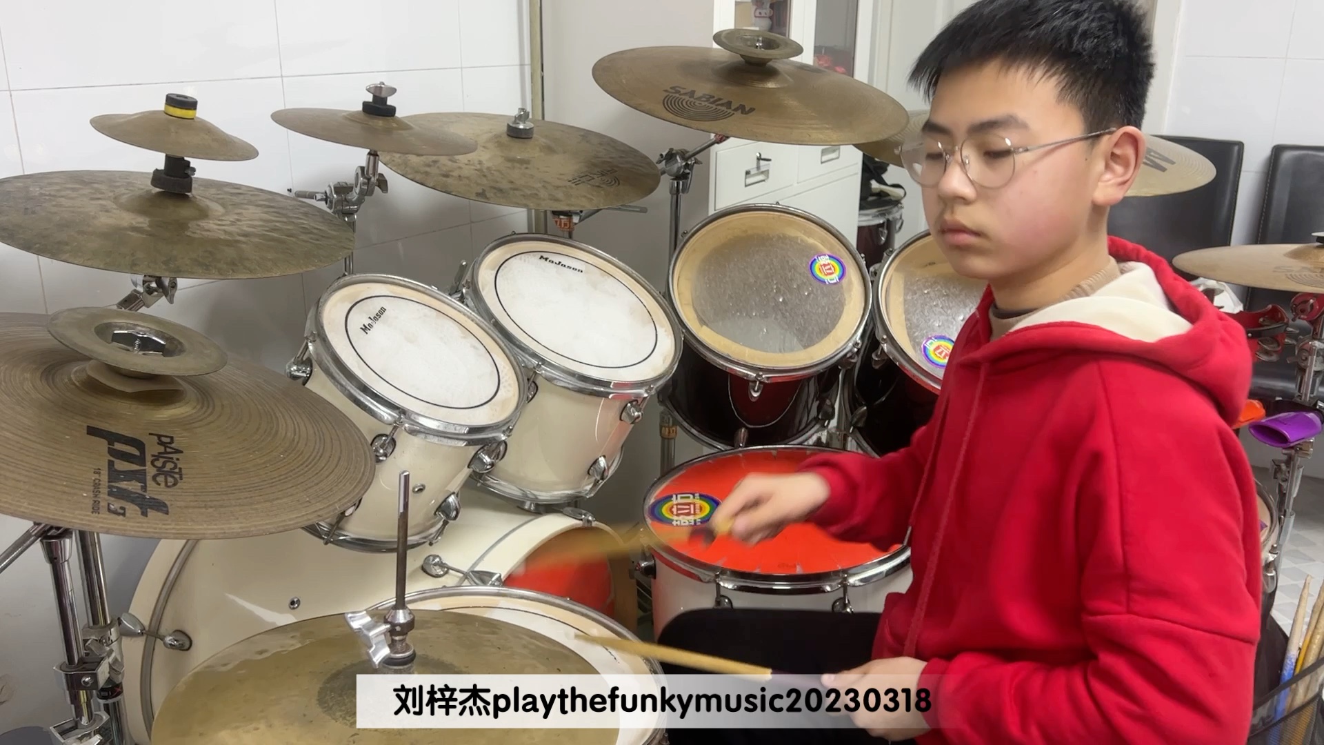 刘梓杰练鼓《play the funky music》20230318