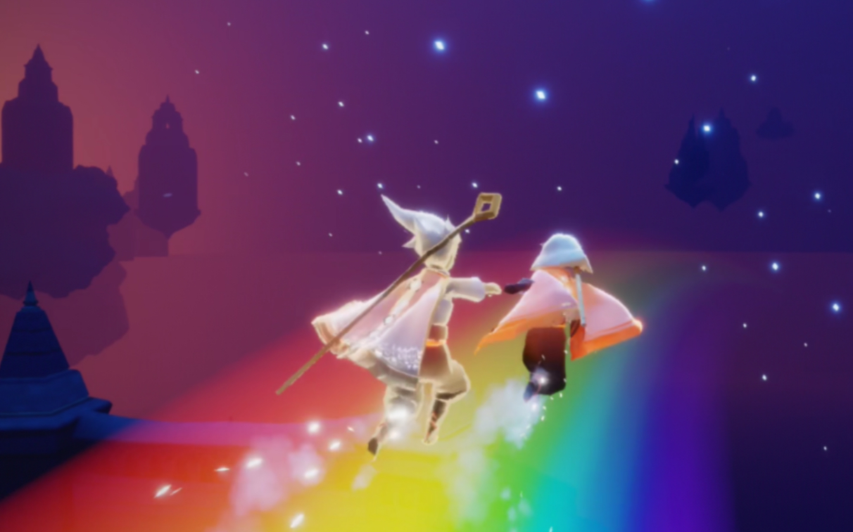 原来光遇彩虹魔法是可以站的教你怎么在彩虹上跑