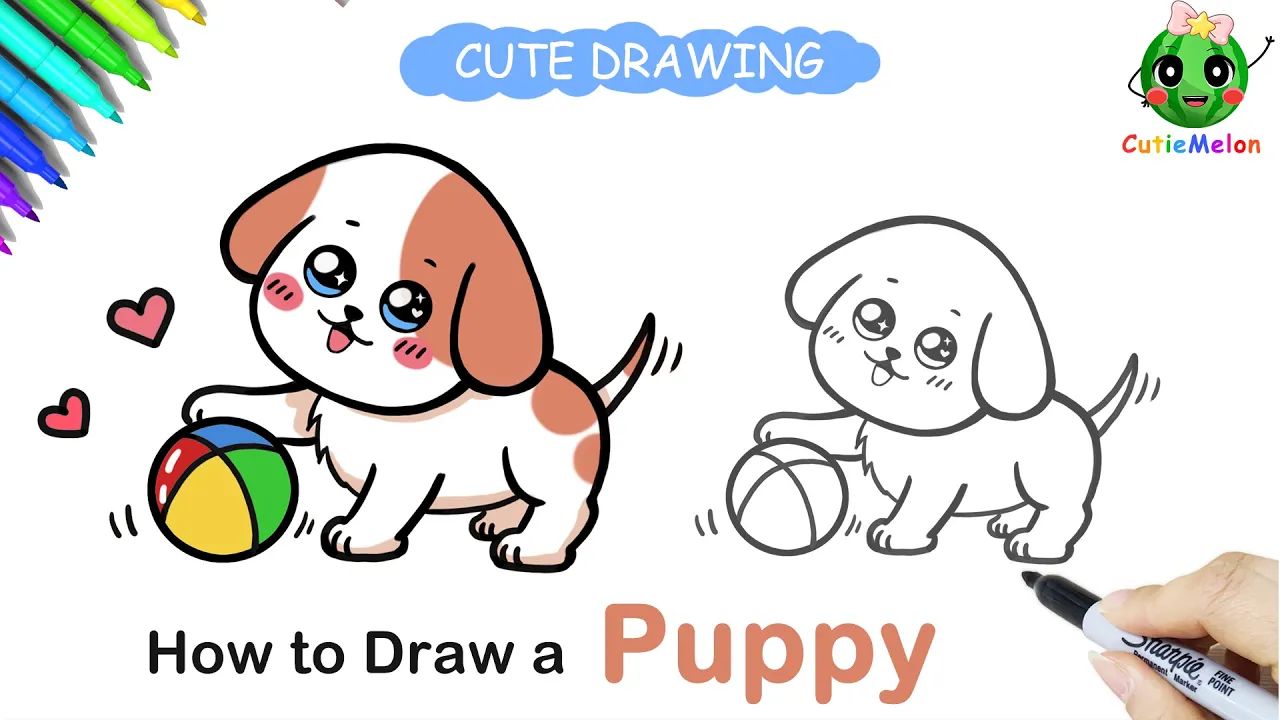 儿童简笔画可爱的小狗𐟐𖠈ow to Draw A Cute Puppy|Funny Animals|Easy Drawings for kids【西瓜宝宝学哔哩哔哩bilibili