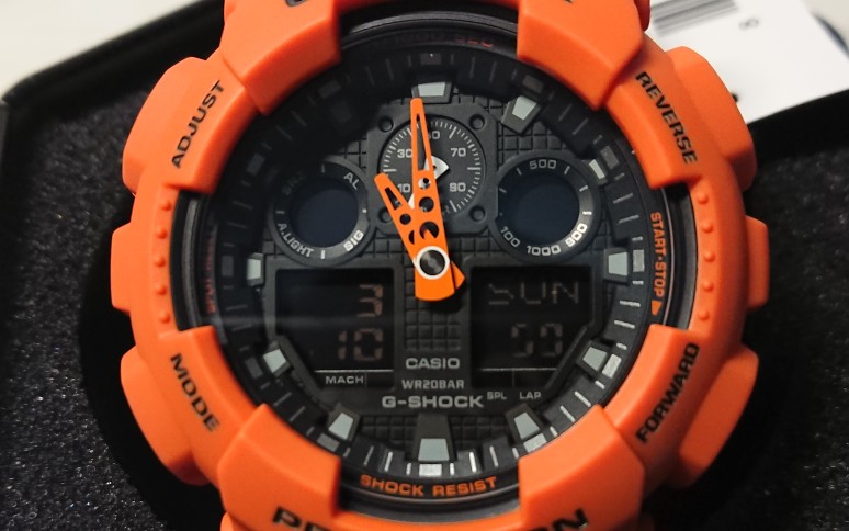 卡西欧 gshock ga-100l 橙黑配色